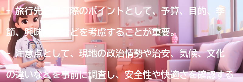 旅行先を選ぶ際のポイントと注意点の要点まとめ