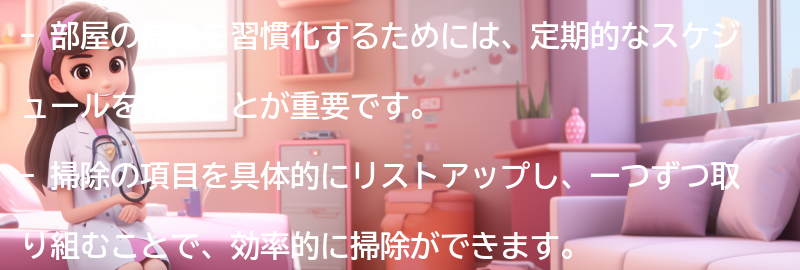 部屋の掃除を習慣化するためのポイントの要点まとめ