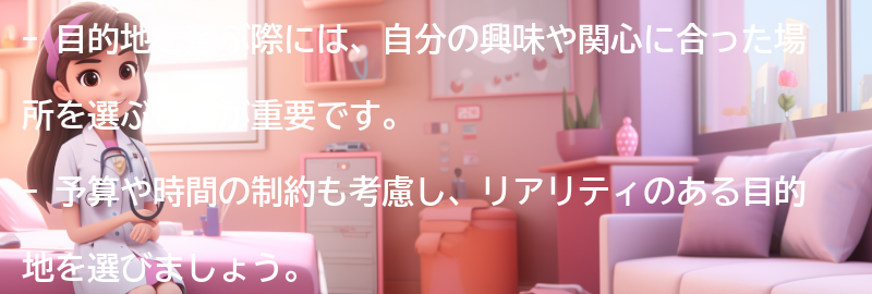 目的地の選び方の要点まとめ